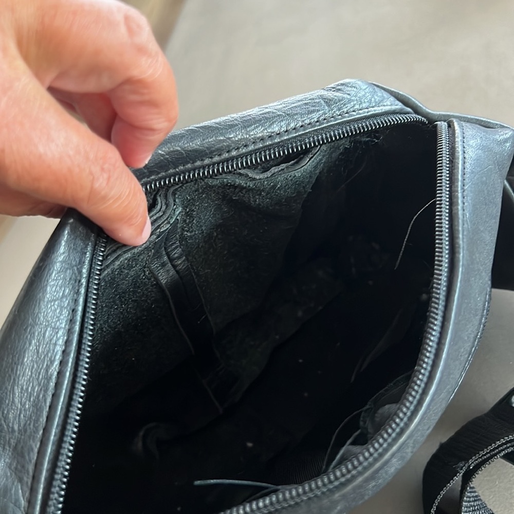 Like new black leather Fanny pack with multiple zippered compartments. - Picture 6 of 8